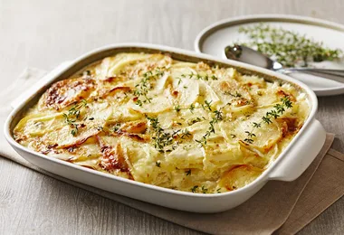 Say cheese! This Camembert and potato bake is comfort on a plate