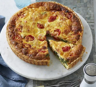 Ham, Cheese, Tomato and Spinach Quiche