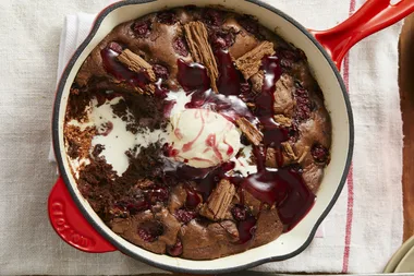 Chocolate Flake & Cherry Brownie Pudding