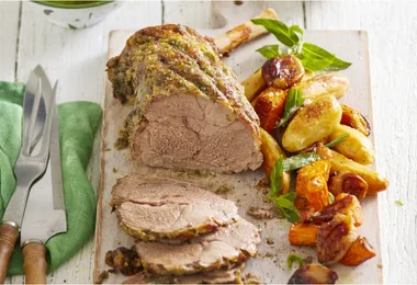 This bag-roasted lamb with mint, veggies and gravy is the perfect winter dish