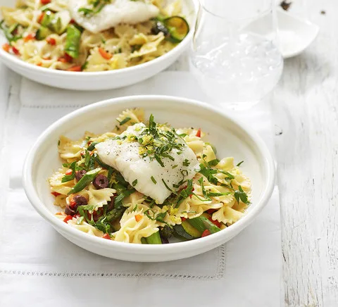 Lemon and Olive Pasta with Fish