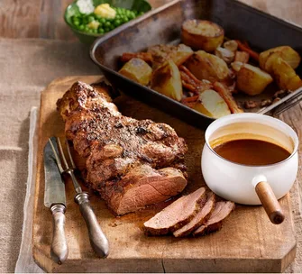 Roast butterflied leg of lamb
