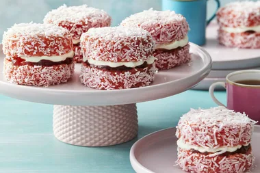 Best Ever Pink Jelly Lamington Cakes