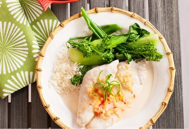 Coconut fish with  lime, chilli & ginger