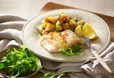 Fish with herbed potatoes