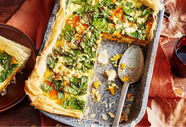 Pumpkin, feta and spinach pie