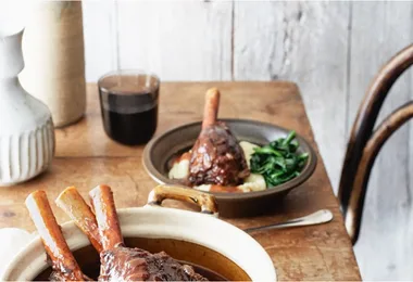 Redcurrant, garlic and rosemary lamb shanks