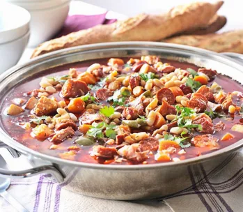 This Portuguese pork, bean & chorizo stew is the perfect wet weather comfort dish