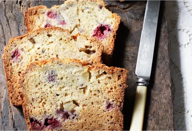 Raspberry & pear loaf