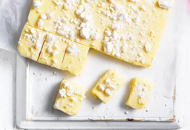 Entice your guests with this bite-sized lemon meringue fudge