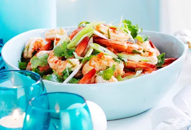 Marinated chilli and lime prawns