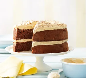 Chocolate sponge cake with coffee cream