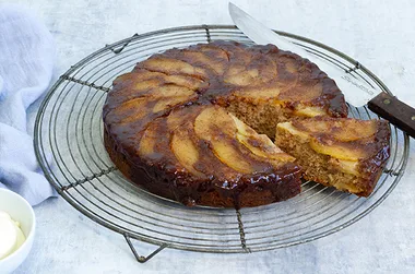 Gluten free apple upside-down tea cake