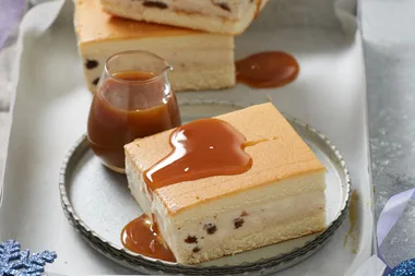 4-Ingredient Christmas Ice-cream Slice with Caramel Topping
