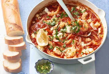 Prawn saganaki