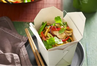 Chicken and hokkien noodle boxes
