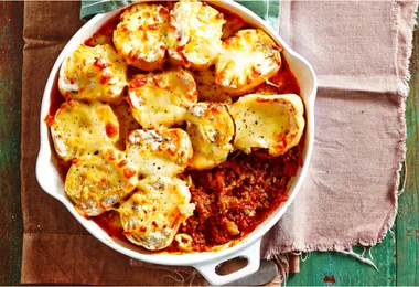Bolognese with Garlic Bread Topping