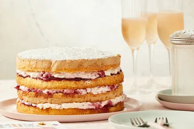 Sponge Cake with Raspberry Pavlova Cream