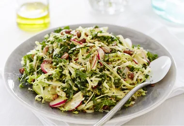 Cabbage, kale, zucchini & apple salad with smoked almonds