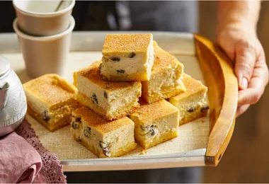 Ricotta and sultana slice