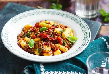 Gnocchi with pork and tomato sauce