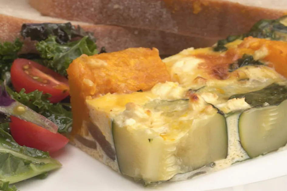Best Ever Roast Pumpkin, Zucchini and Feta Slice Recipe | New Idea