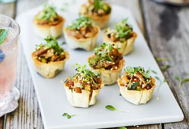 Hoisin duck wonton cups