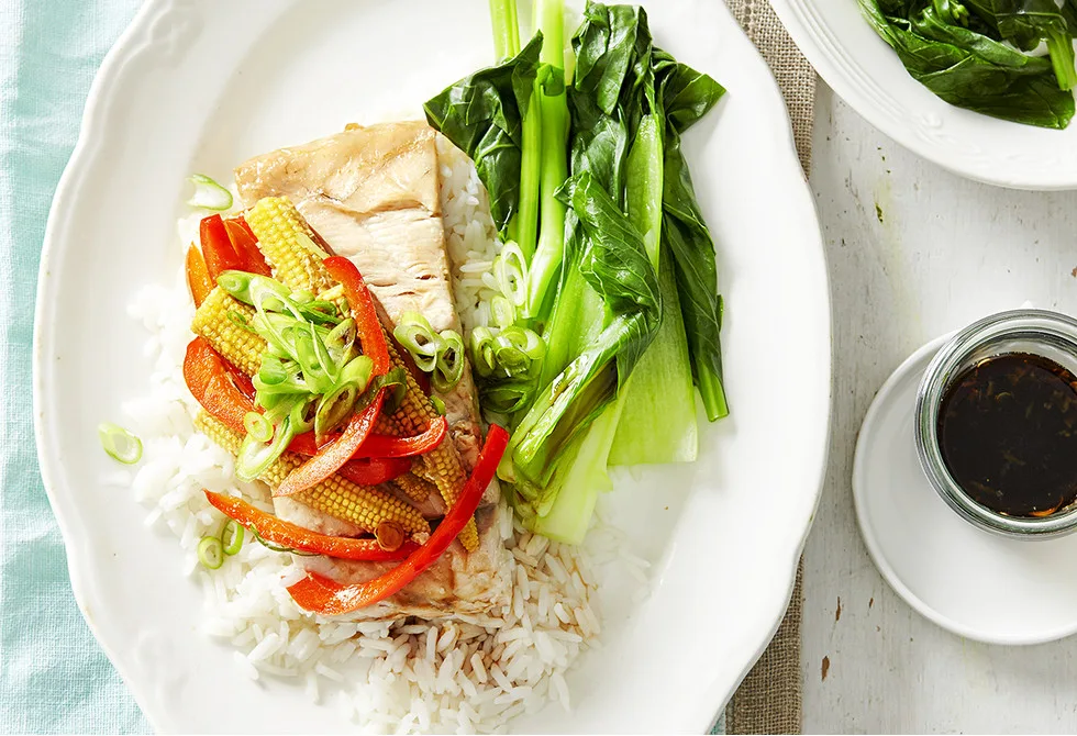 Ginger soy steamed barramundi