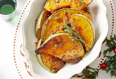 Roasted pumpkin with honey mustard glaze