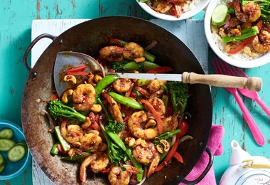 Chilli lime prawn and cashew stir-fry