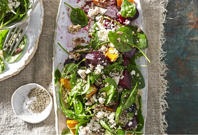 Quinoa, roasted beetroot and pumpkin salad