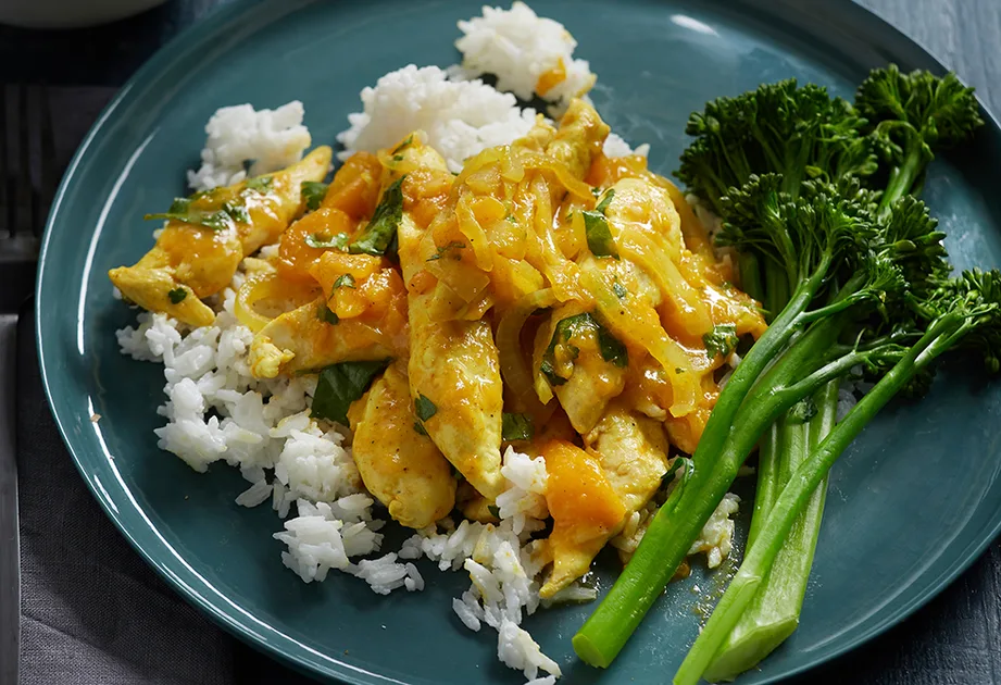 Curried apricot chicken with coconut rice Recipe | New Idea