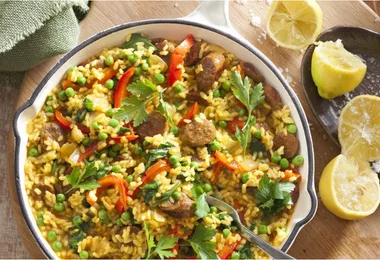Simple sausage paella