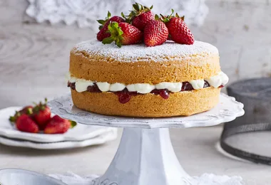 Gluten-free sponge cake with jam and cream