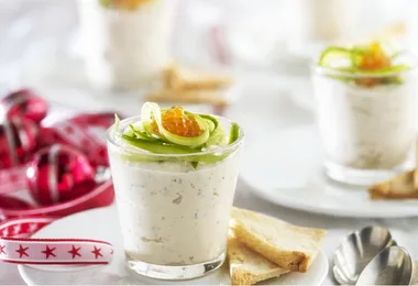 Prawn mousse with  cucumber and caviar