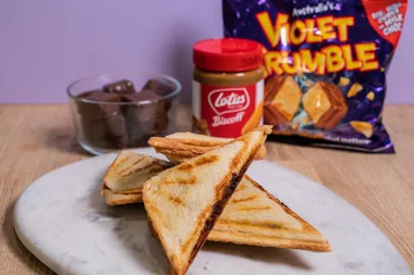 This Violet Crumble Biscoff Jaffle is the ultimate Easter treat