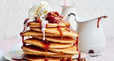 Share the love with this stack of delectable pecan pie pancakes