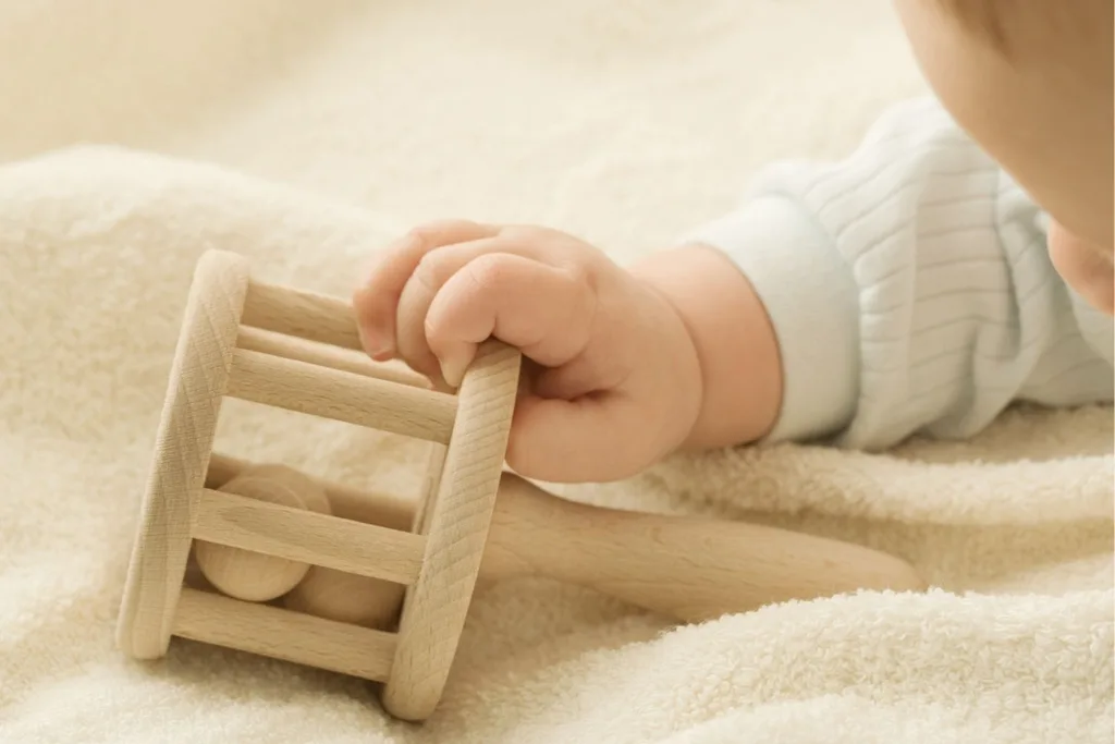 A soft play mat is a safe space for baby to play.