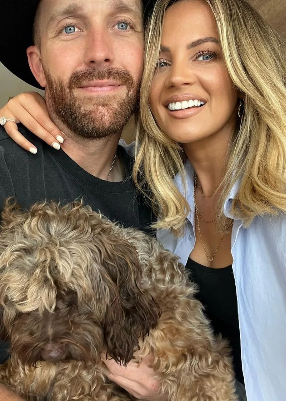 samantha jade and husband pat handlin and a dog