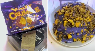 Hack turns supermarket mud cake into Violet Crumble tsunami
