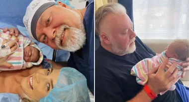 Doting dad! Kyle Sandilands shares first family picture with baby Otto