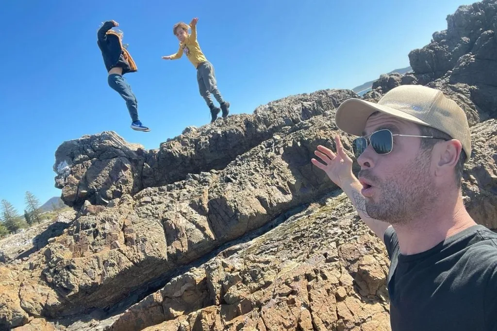 Jumping off rocks, always fun