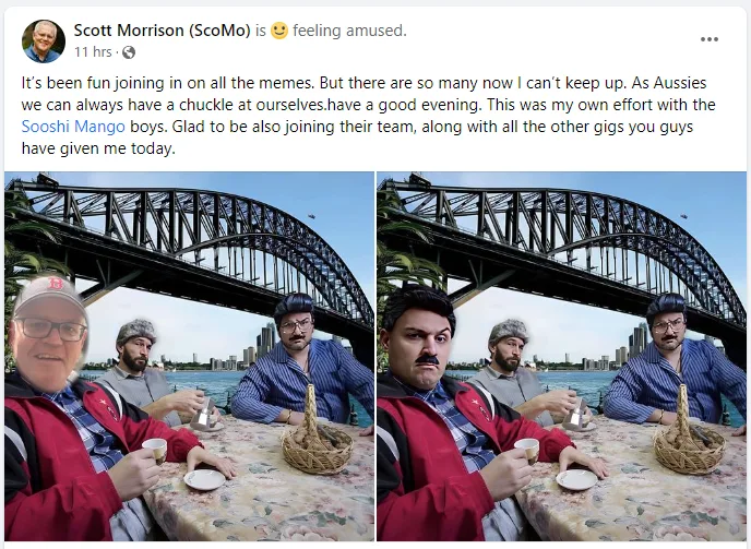 Scott Morrison posted his own memes to facebook