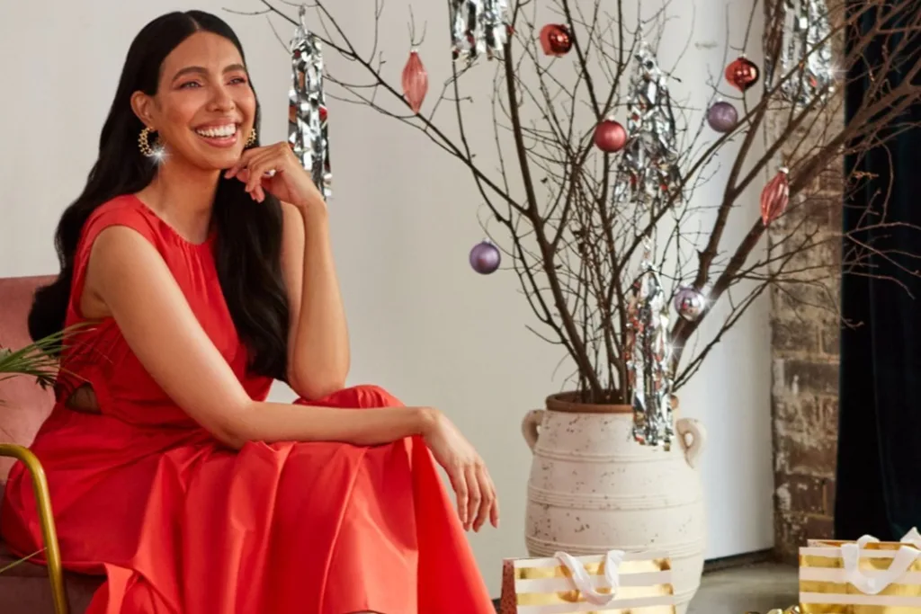 lady-sitting-in-red-dress-christmas