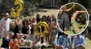 Neighbours star has wet and wild 30th birthday