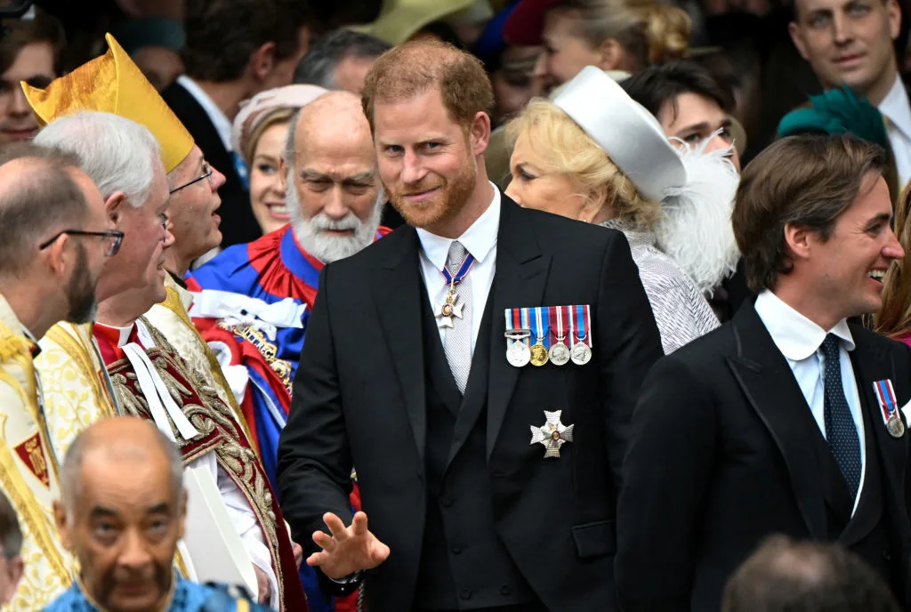 Prince Harry was in good spirits at the coronation of King Charles III.