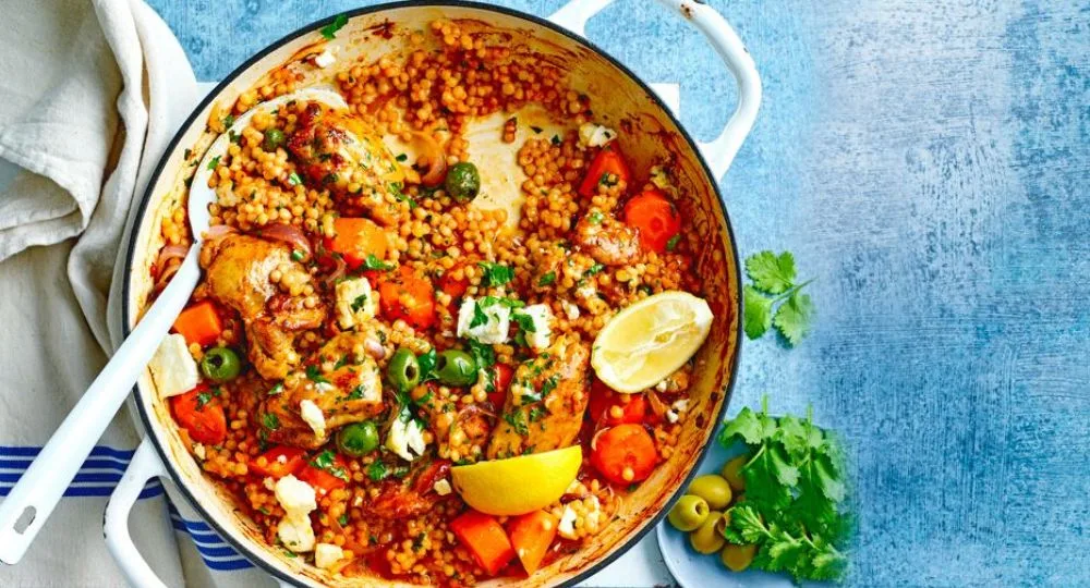 Baked Moroccan Chicken and Pearl Couscous Recipe | New Idea