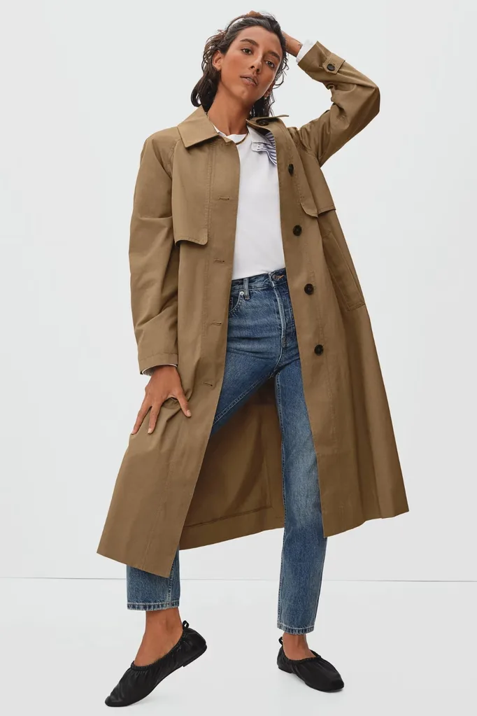 long brown trench coat