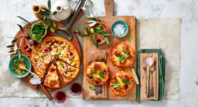 Italian meatball pizzas