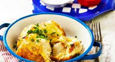 Tuna mornay jacket potatoes